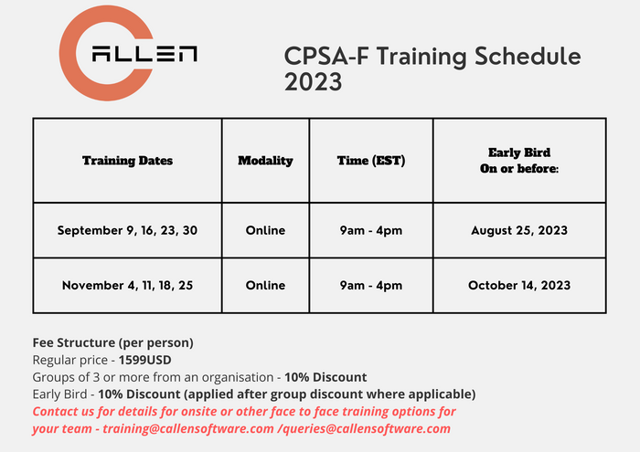Join us in an offering of this very interactive accredited training always with an experienced, certified and accredited trainer